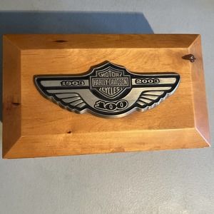 VTG 2003 HALLMARK Harley-Davidson 100th Anniversary Wood Jewelry Box